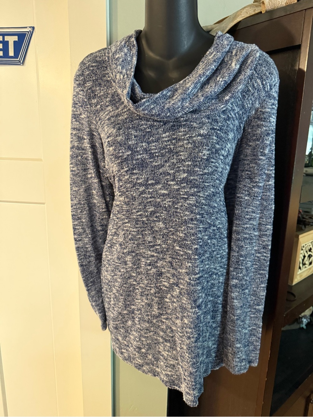 4/$16 Oh Baby Women’s Maternity Cozy Cowl Neck Sweater - Blue Heather NWOT